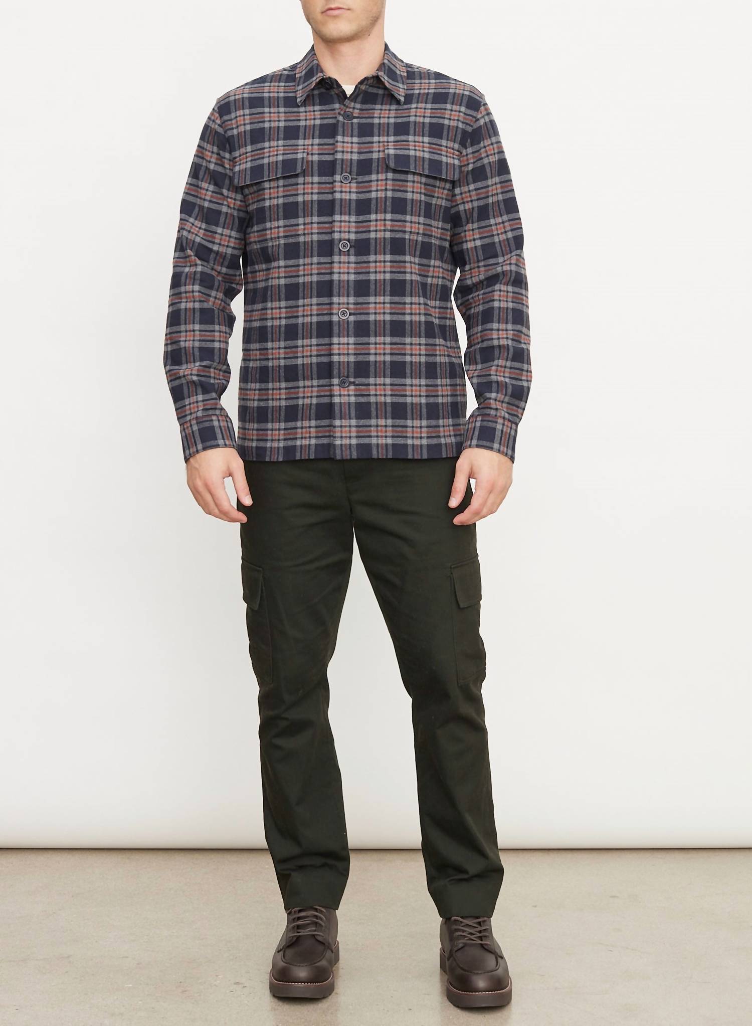 

Рубашка Kingston Plaid в цвете Coastal Blue/Brickman Red Vince