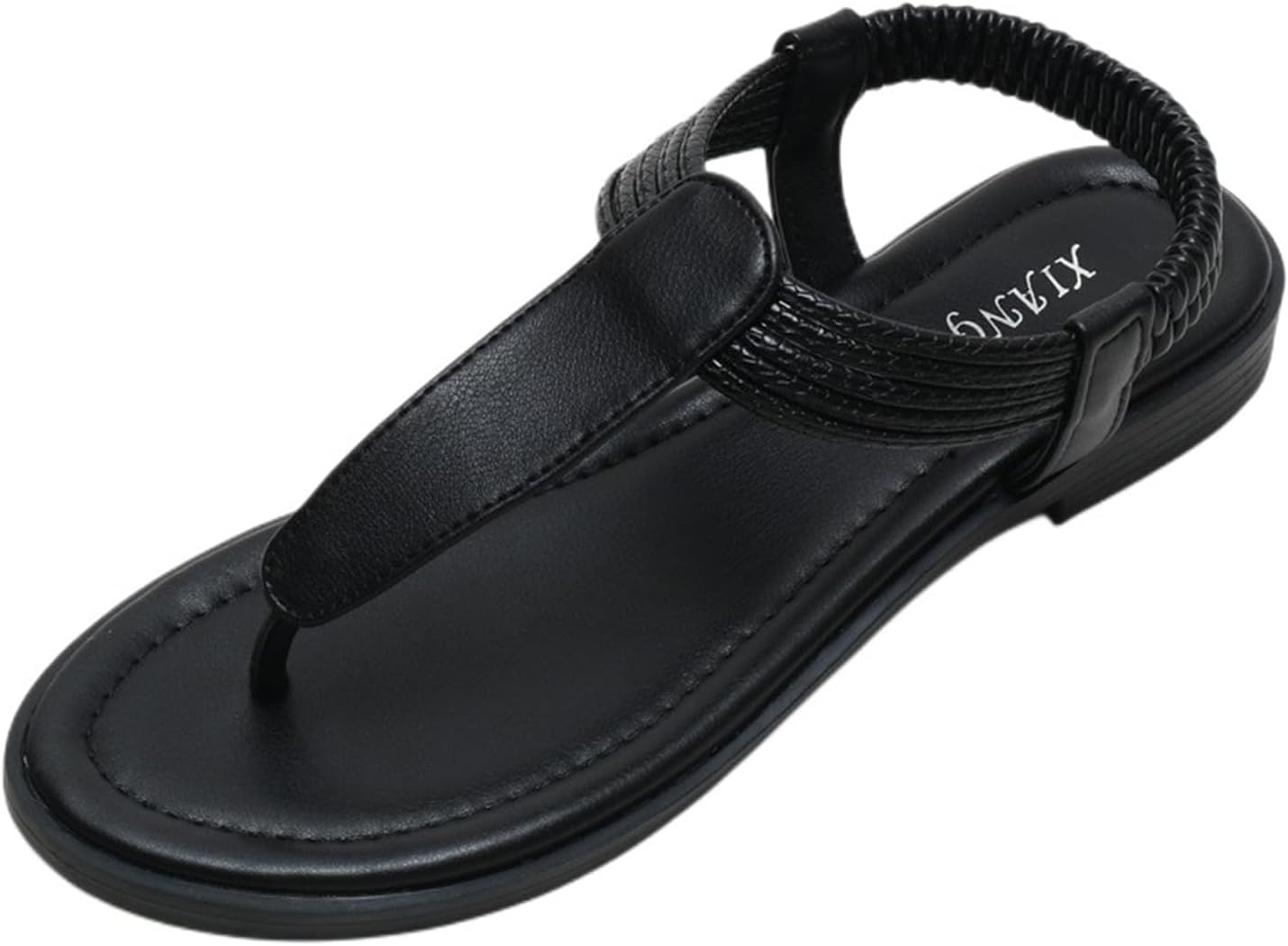 

Женские плоские сандалии Лето T-ремешок Пешие сандалии Лето Удобные вечерние сандалии-вьетнамки, пляжные слипоны для ходьбы, комфорт на весь день Generic, черный