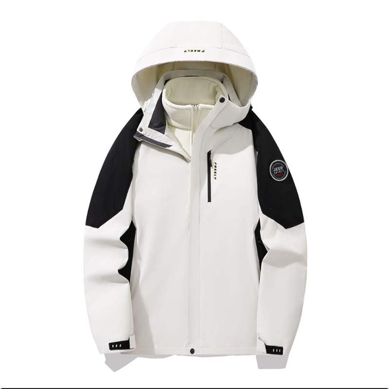 

JEEP SPIRIT Теплый износостойкий водостойкий ветрозащитный ветровка Унисекс, White (Two-Piece Set)