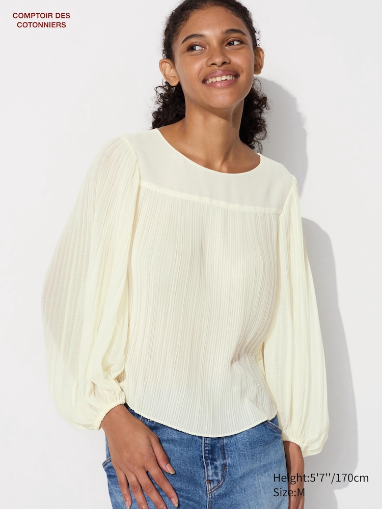 

Плиссированная шифоновая Блуза Uniqlo, цвет 01 белый