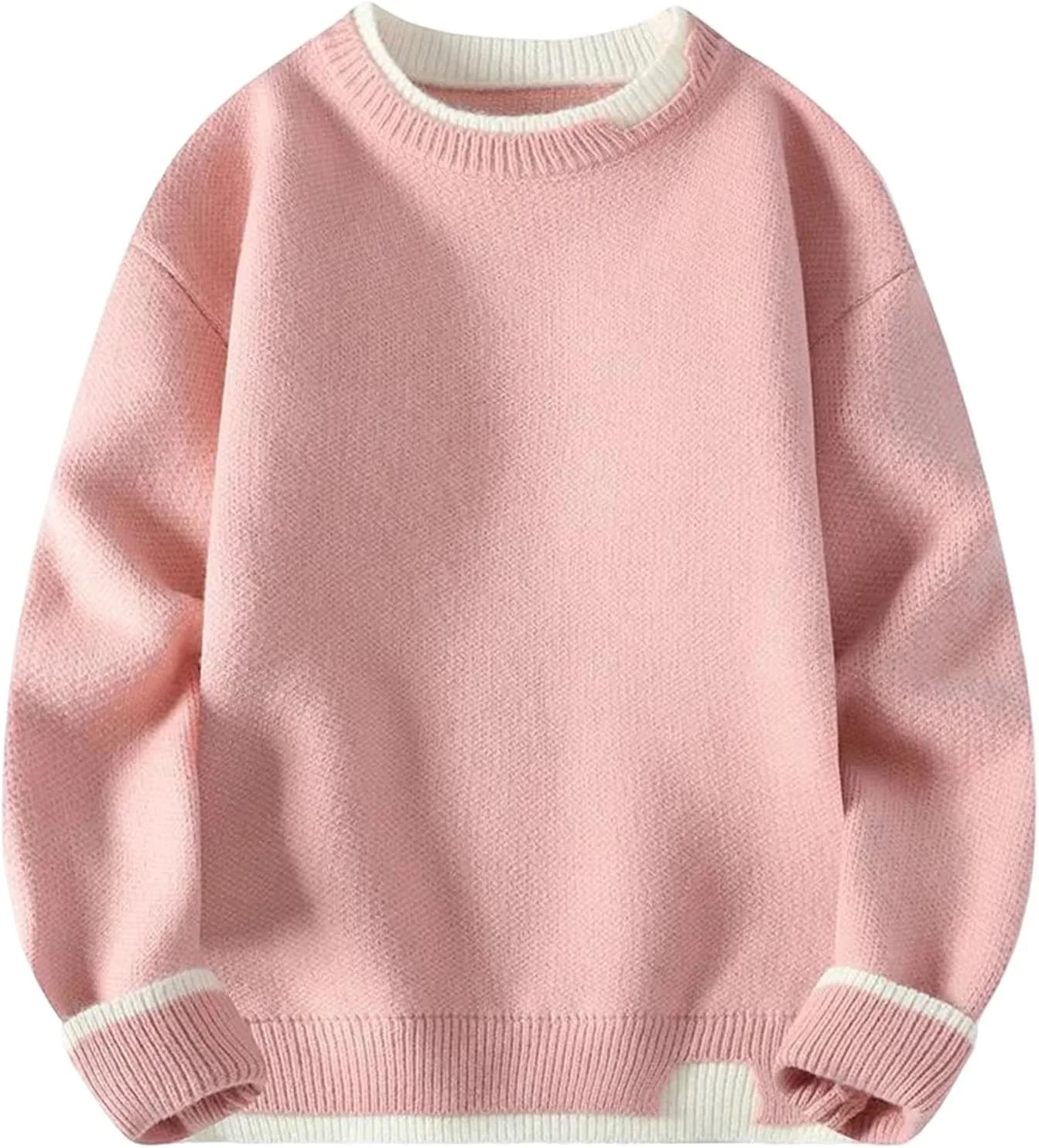 

Мужской свитер с круглым вырезом, однотонный, теплый