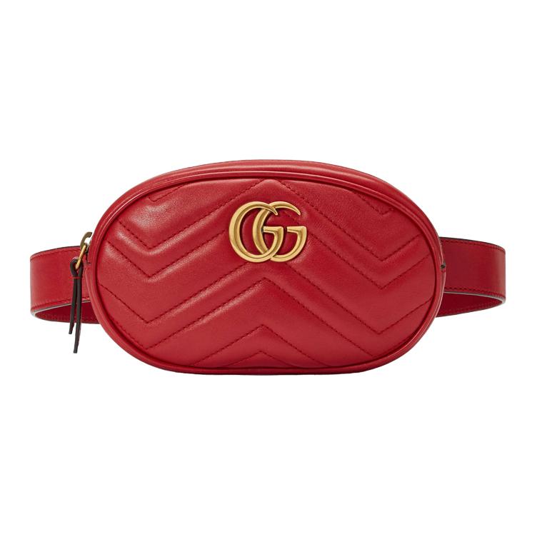 

Кожаная поясная сумка GG Marmont от GUCCI красная