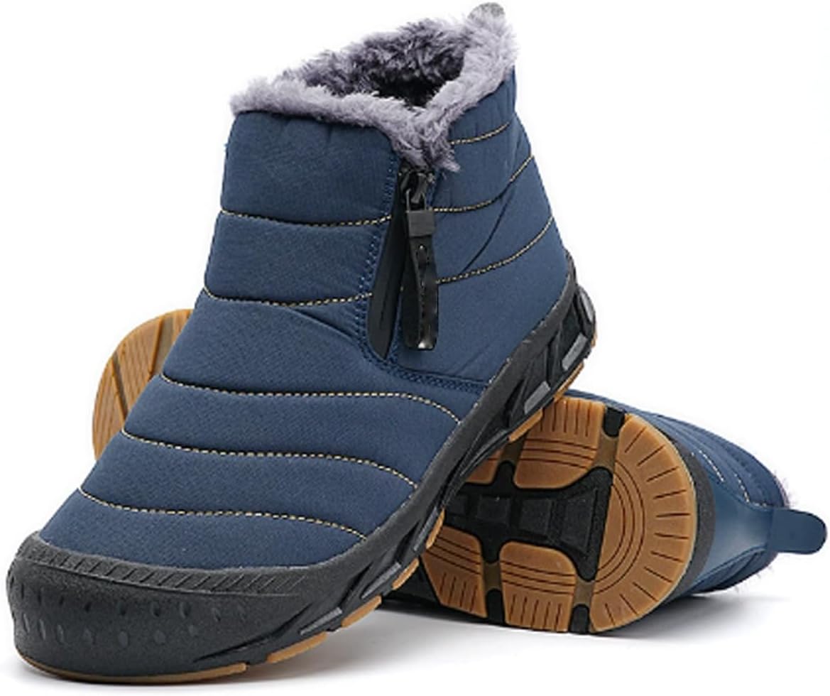 

Мужские зимние ботинки для снега водонепроницаемые, с молнией, утепленные мехом, теплые, противоскользящие, легкие, удобно надеваются, для ходьбы Generic, синий