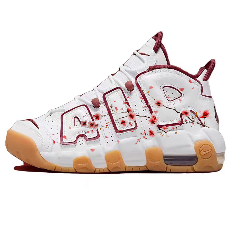 

Баскетбольные кроссовки Air More Uptempo с противоскользящей амортизацией средней высоты для детей и подростков Nike, белый