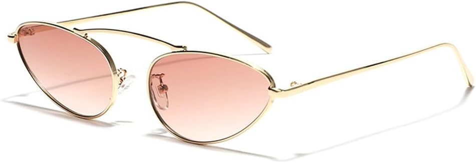 

Женские солнцезащитные очки «кошачий глаз»: модные, маленькие, овальной формы, стильная металлическая оправа, треугольная форма, защита от ультрафиолета UV400 LOVQZAOF, Gold Tea