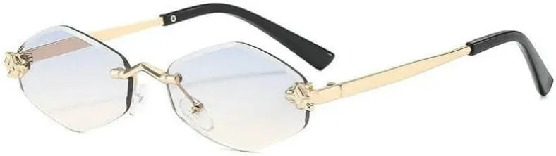 

Солнцезащитные очки без оправы, ромбовидной формы, женские солнцезащитные очки, универсальные классические очки с защитой от УФ-излучения UV400 DMMWCX, Blue Yellow