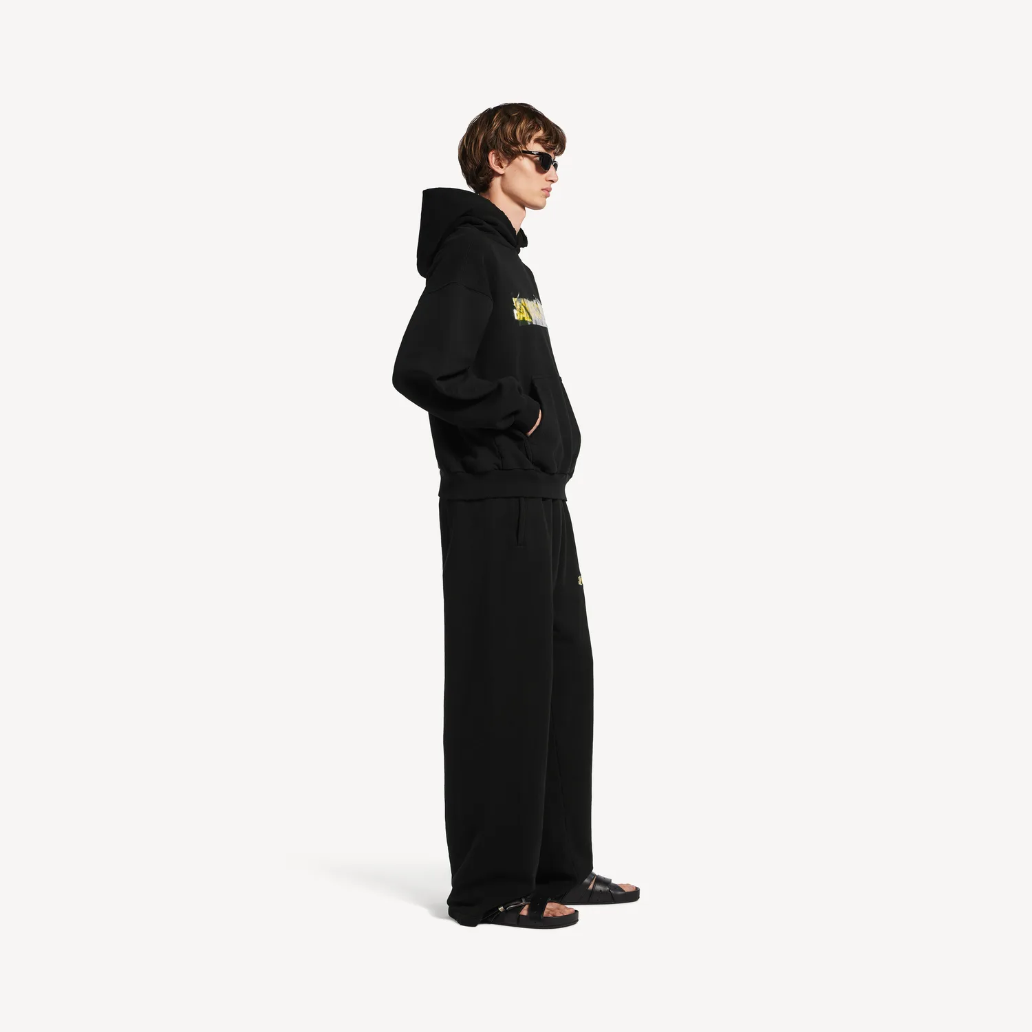 BALENCIAGA Мужские свободные спортивные штаны Messy Spray черного цвета — фото 3