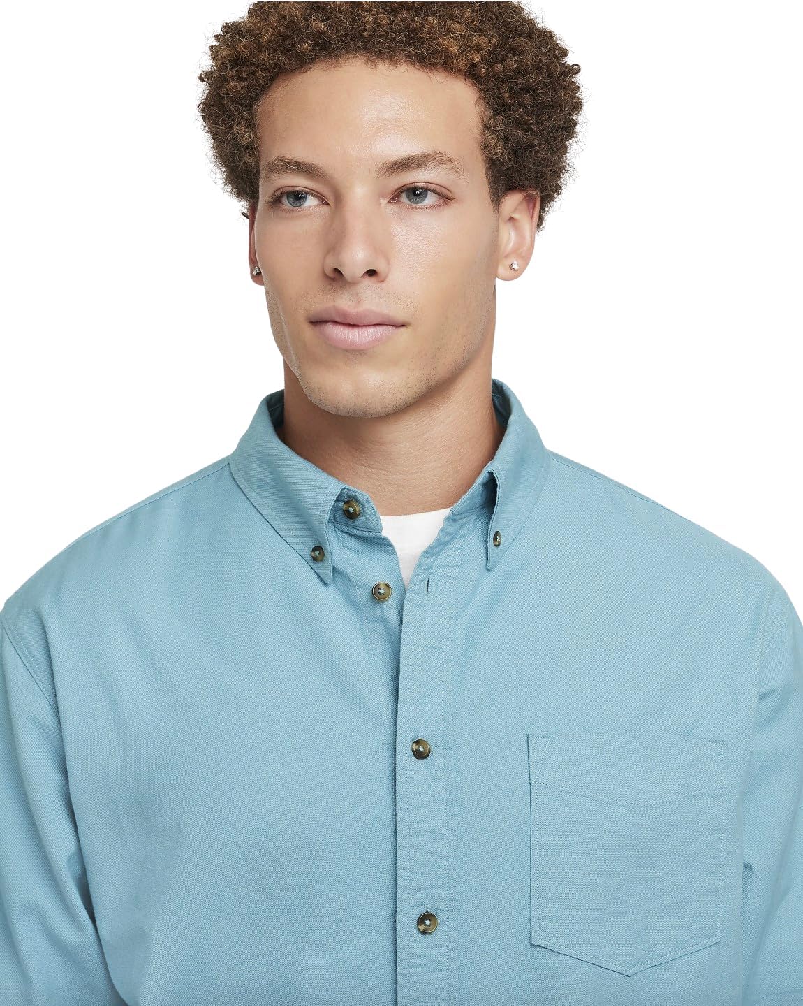 Мужская рубашка Oxford с длинным рукавом и застежкой на пуговицы Nike Life, Denim Turquoise — фото 3