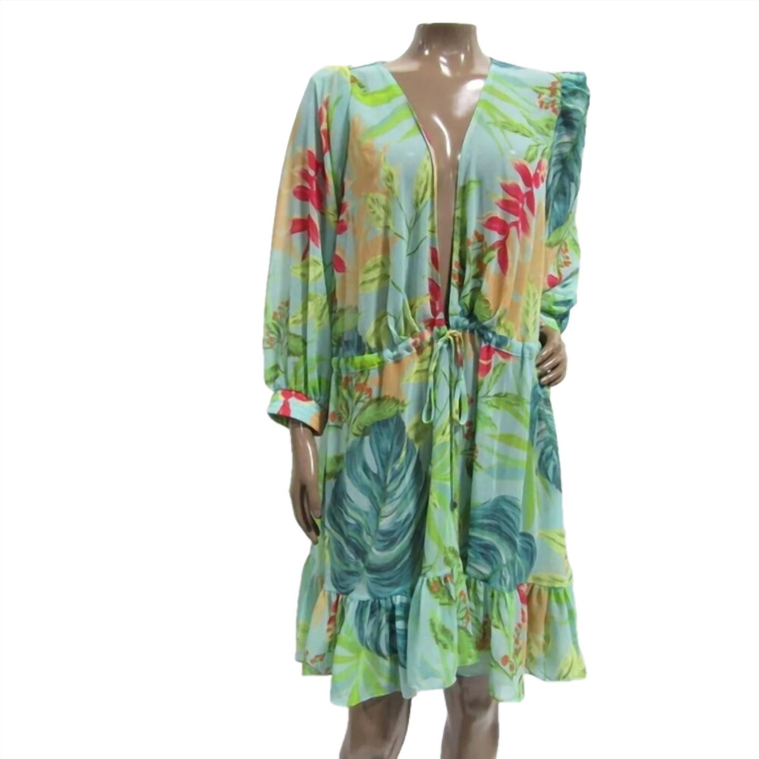

Короткий купальник-кимоно X Revolve Tropicalia в цвете Island Blue PatBo
