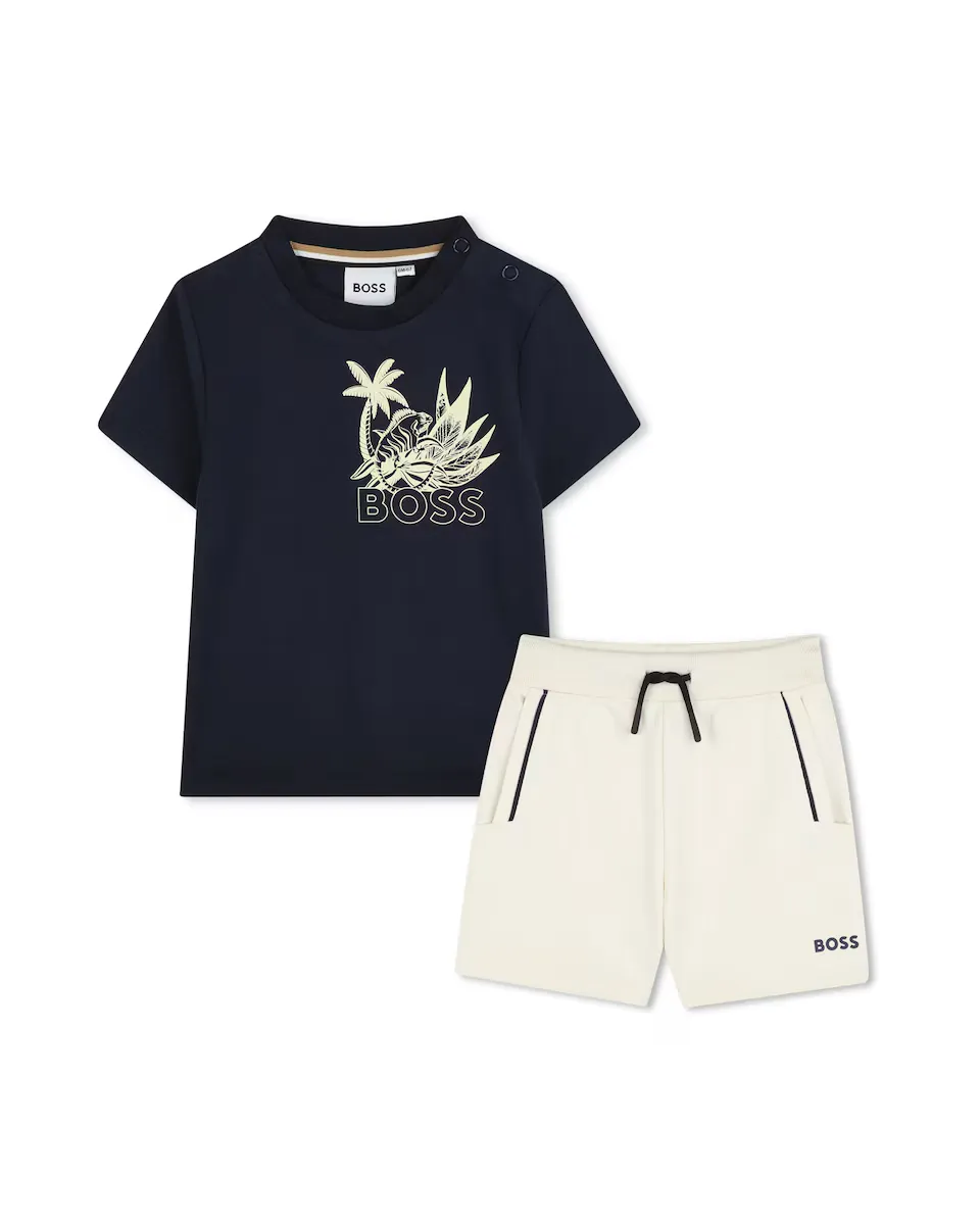 

Белый комплект с короткими рукавами для мальчика BOSS Kidswear