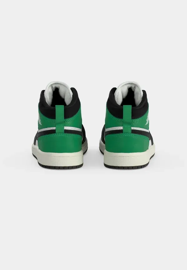 Кроссовки высокие Jordan 1 Mid SE High Top Trainers, бело-черно-зелено-золотистые — фото 4