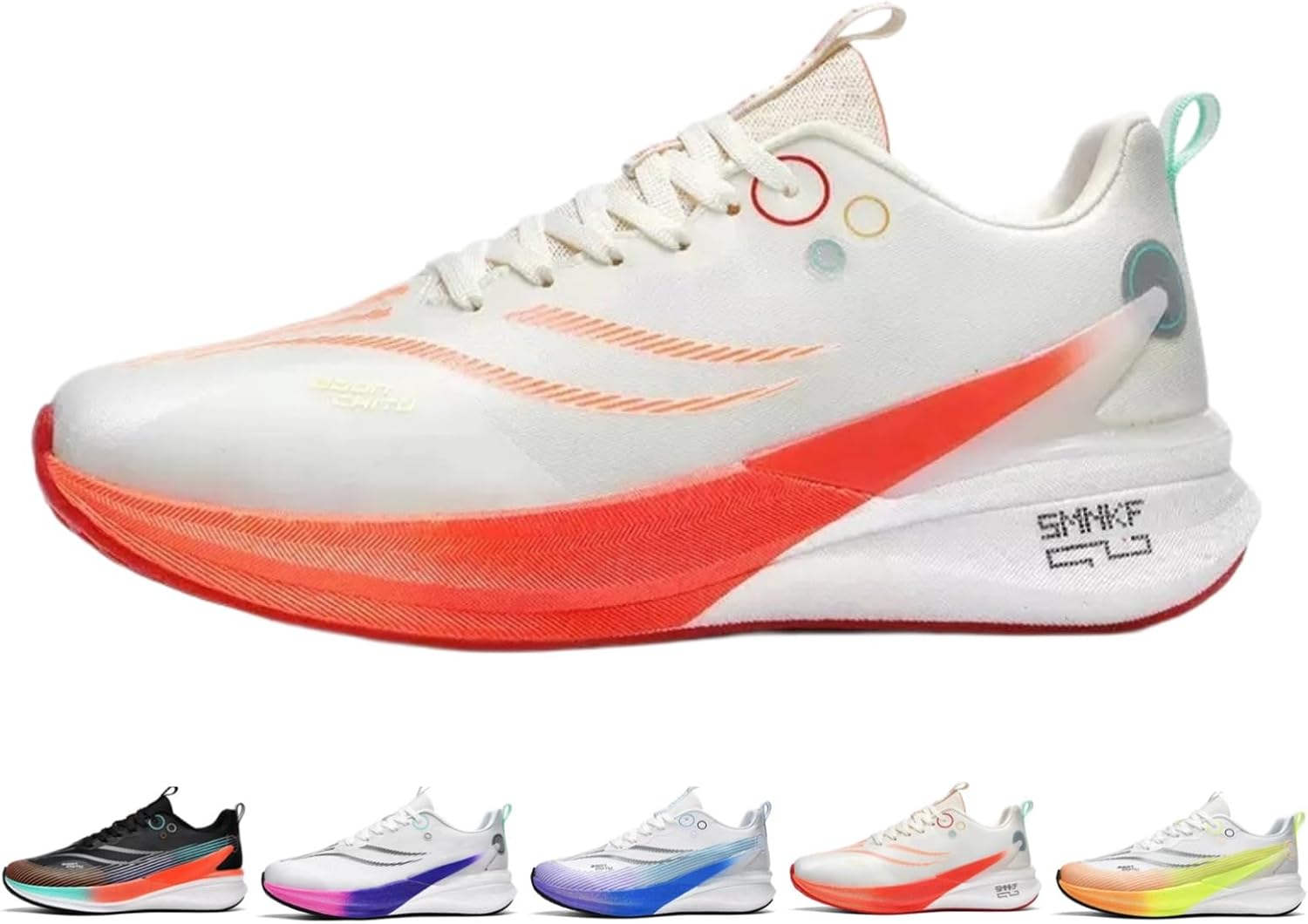 

Мужские модные кроссовки MACEFIL с толстой подошвой с углеродным слоем, легкие и амортизирующие, для бега, тренировок и марафонов, красный