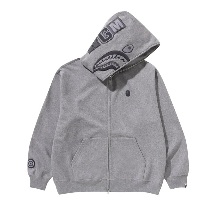 

Худи BAPE Ape Head One Point Shark Zip Hoodie, серый