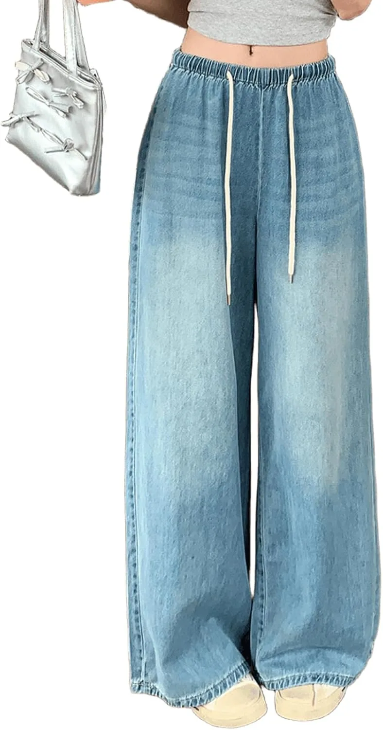 

Женские джинсы Viatabuna с эластичным поясом и широкими штанинами