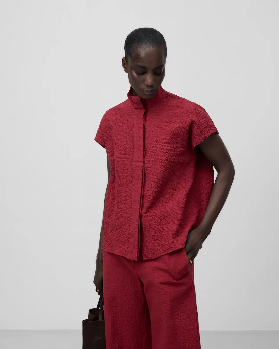 

Женская хлопковая рубашка в полоску пике Adolfo Dominguez, бордовый