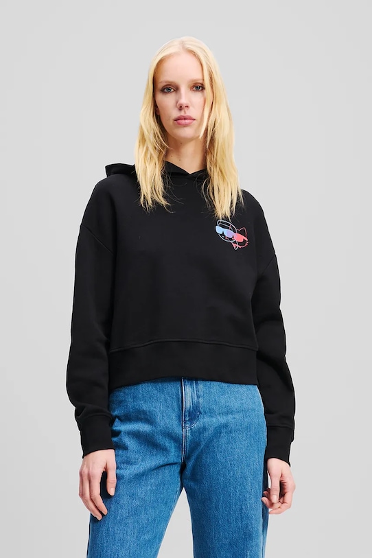 

Хлопковая толстовка IKON Karl Lagerfeld, черный