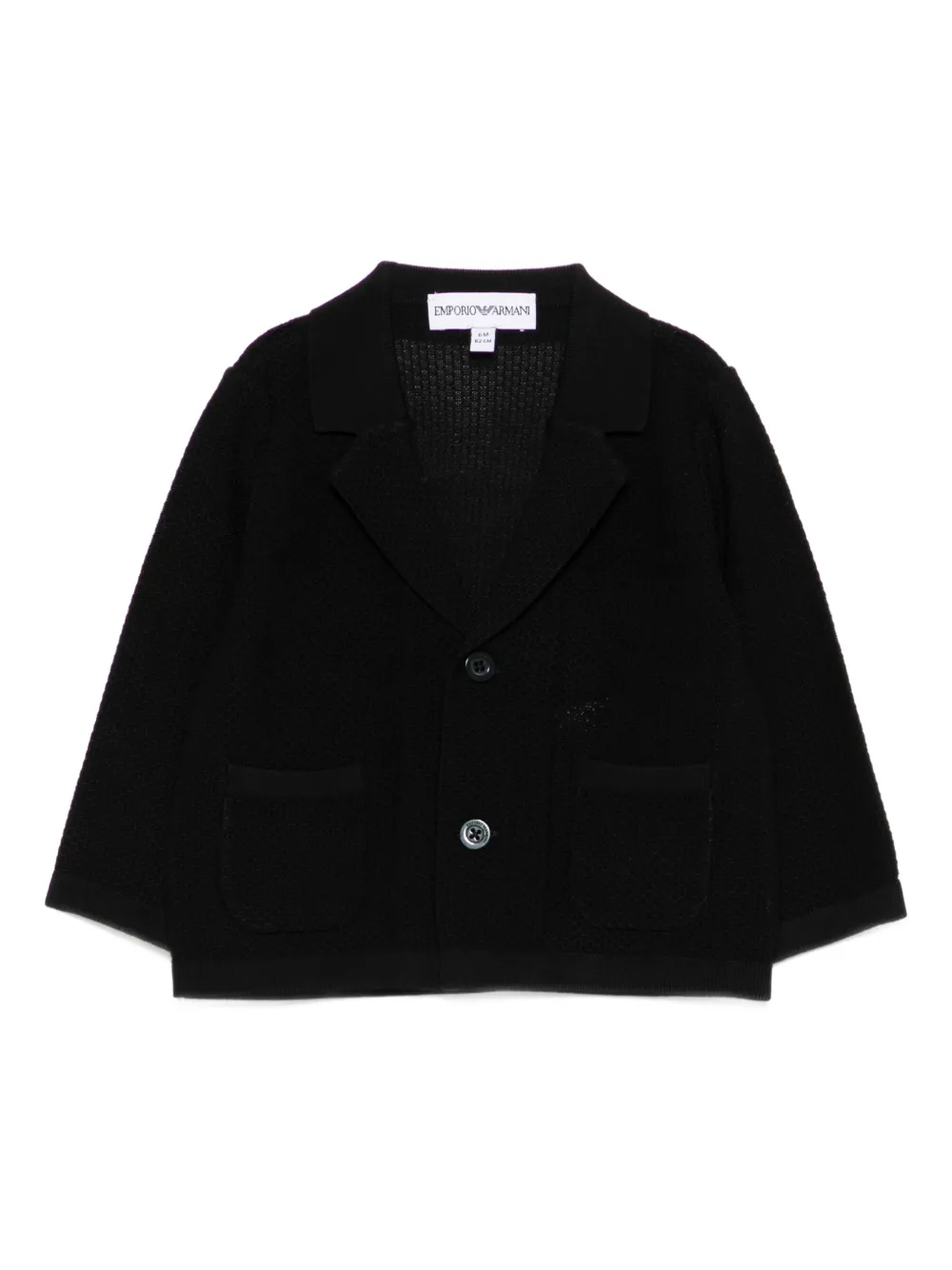 Кардиган для младенца с карманом на пуговице Emporio Armani Kids, черный