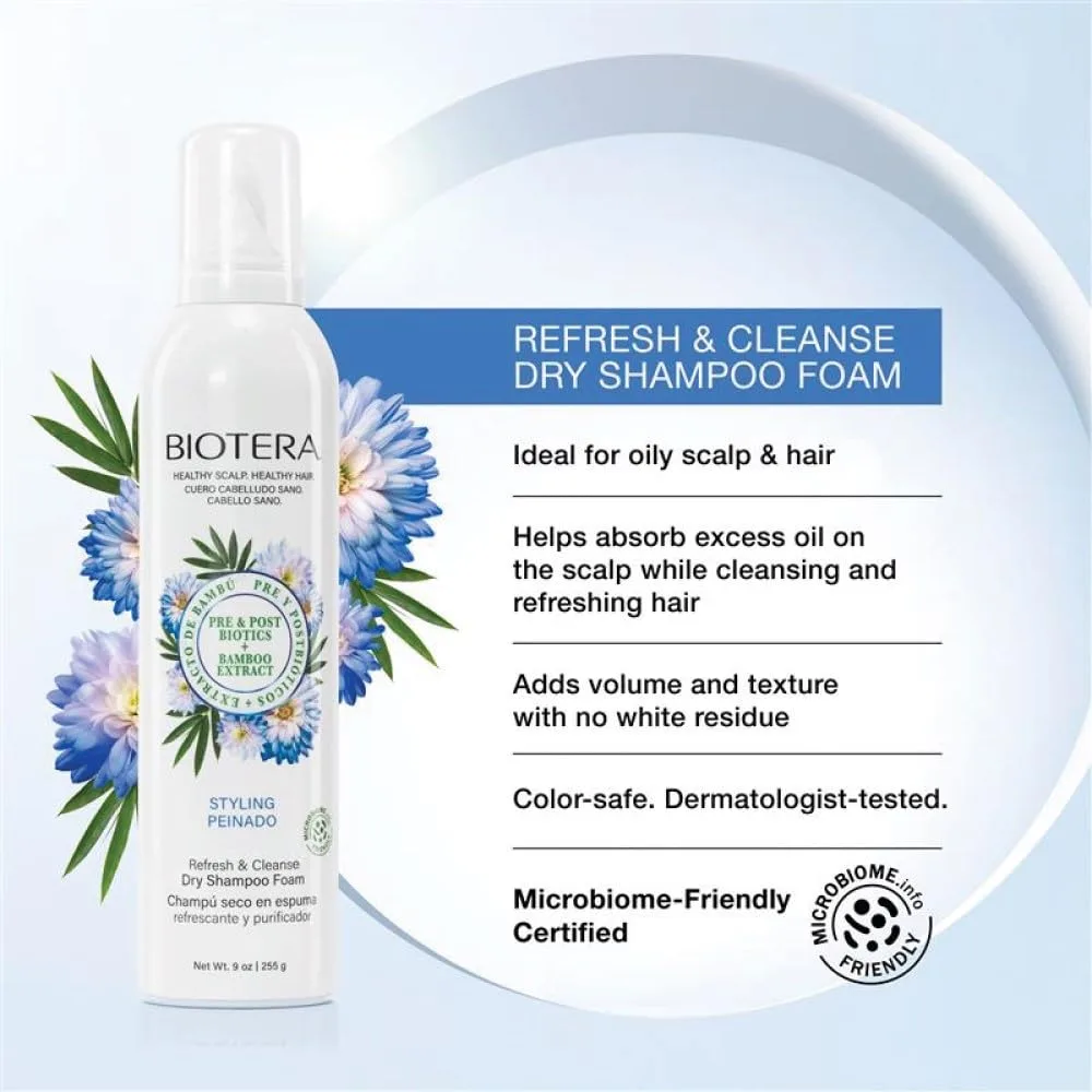 Сухой шампунь-пенка Biotera Refresh & Cleanse для жирной кожи головы и волос | Веганский продукт, не тестируется на животных | Без парабенов | Безопасен для окрашенных волос | 255 мл, white — фото 3