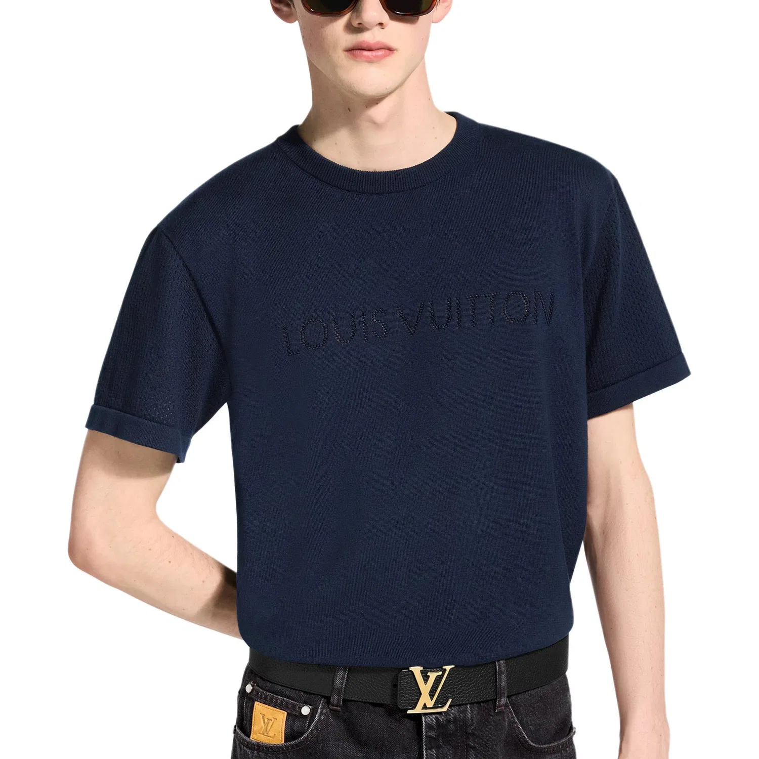 Футболка Louis Vuitton темно-синяя — фото 4