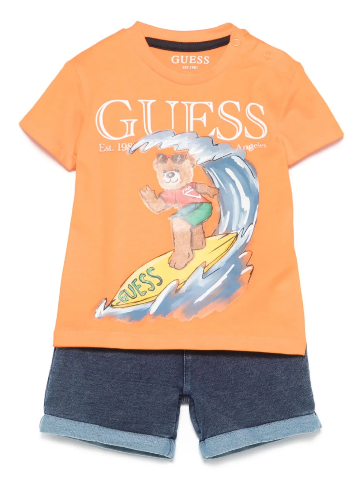 

Комплект шорт с прорезиненным логотипом guess kids, оранжевый