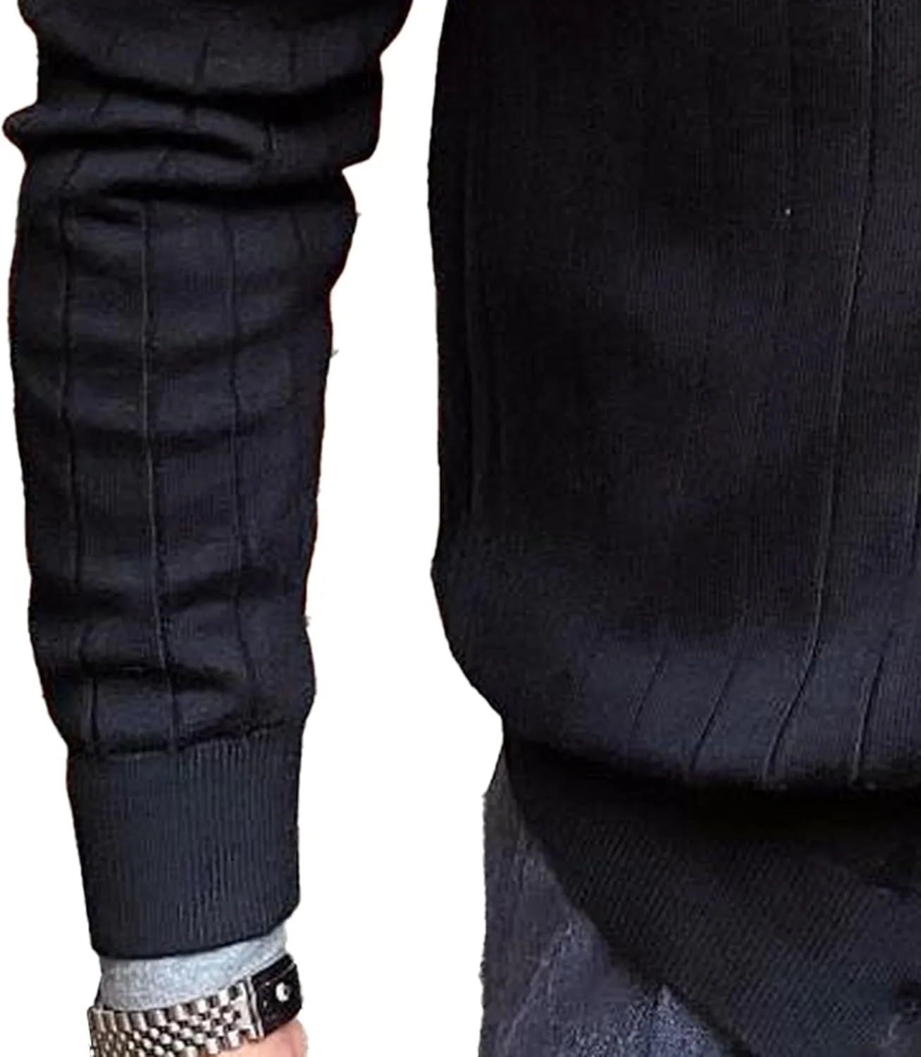 Мужской кардиган Slim Fit с длинными рукавами и V-образным вырезом, вязаный кабельным узором, из смесовой шерсти — фото 3