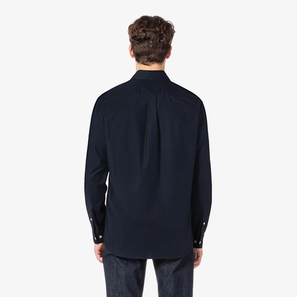 Мужская базовая оксфордская рубашка тёмно-синяя от Lacoste — фото 3