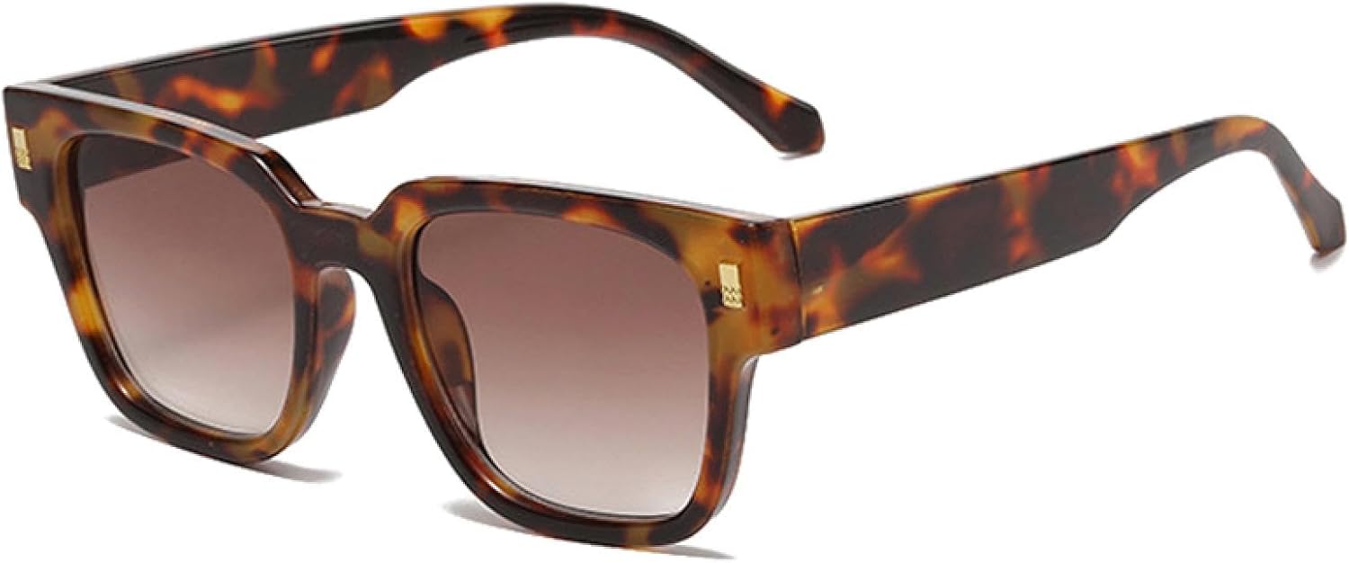 

Ретро солнцезащитные очки для женщин, модные, с прозрачными градиентными линзами, защита от УФ-излучения UV400; мужские солнцезащитные очки в стиле панк с заклепками VVTWSSW, Leopard Tea Gradient