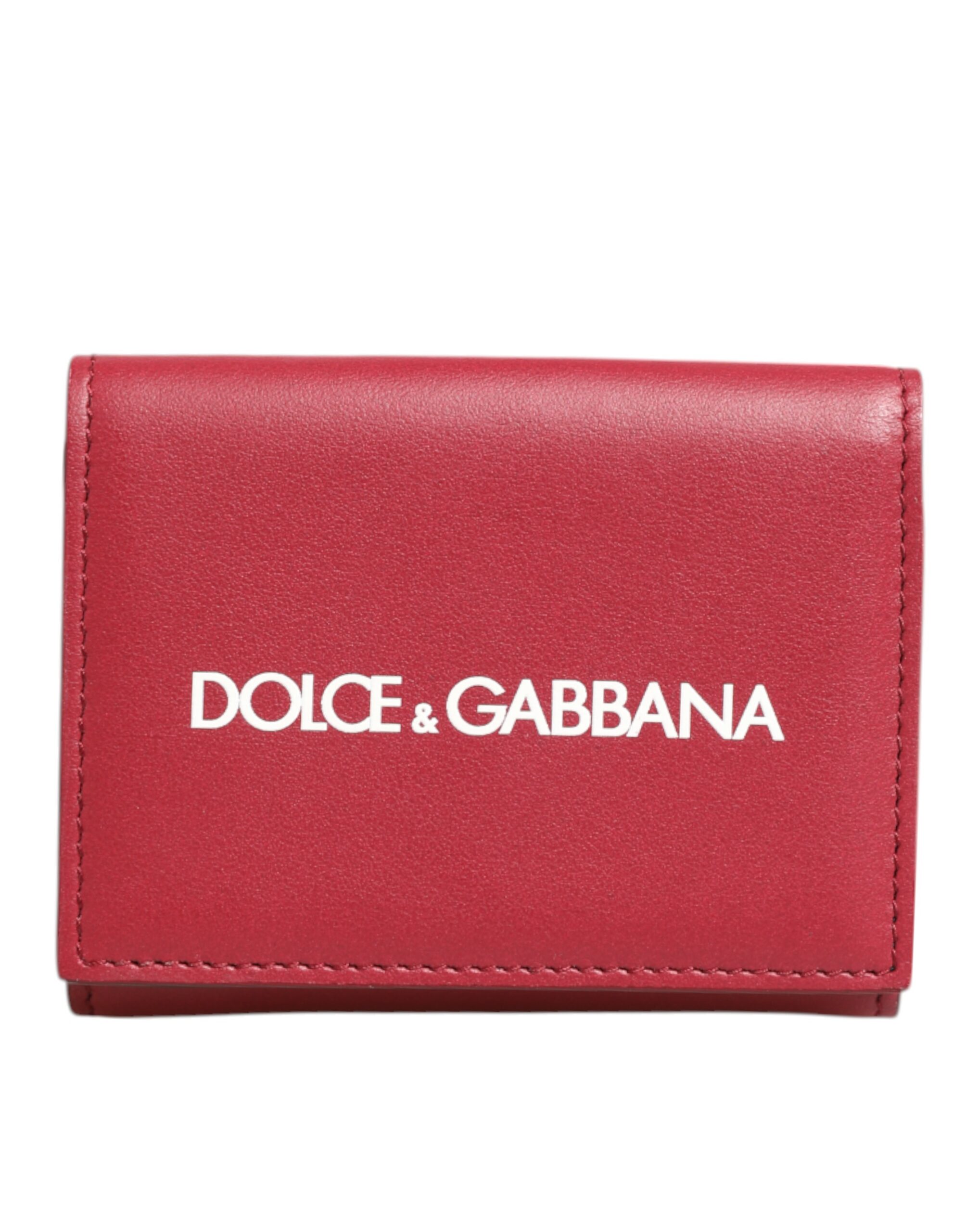 

Красный кожаный кошелек-держатель для карт с ярким принтом логотипа Dolce & Gabbana