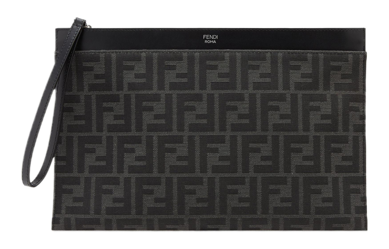 

FENDI Кожаный клатч средний мужской черный