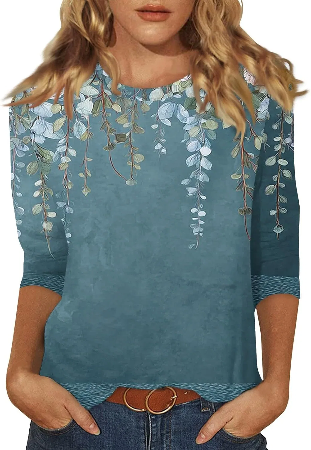Женская блуза с рукавом 3/4, Fashion Tunics, 2-royal Blue