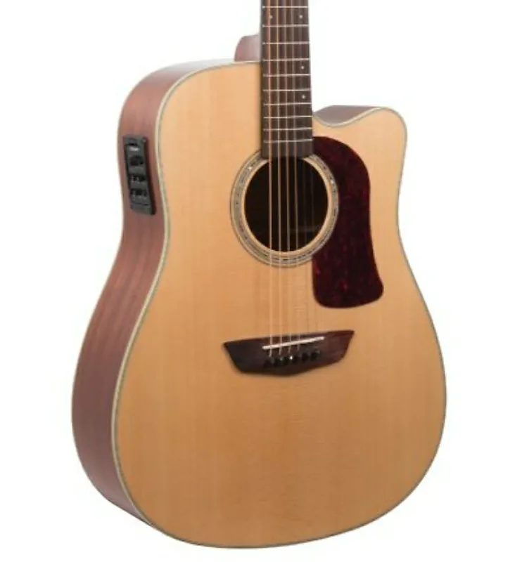 

Акустическая гитара Washburn D100SWCE Heritage Series Dreadnought Cutaway Acoustic Electric Guitar. Natural