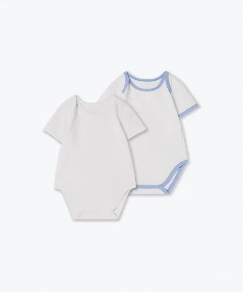Боди с коротким рукавом 2 шт., MUSINSA STANDARD KIDS, белый/пастельно-голубой
