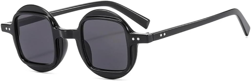 

Модные круглые женские солнцезащитные очки в стиле ретро-панк, квадратные, с прозрачными градиентными линзами, защита от УФ-излучения UV400, мужские очки с заклепками, двухцветные UATXTAU, Black Grey