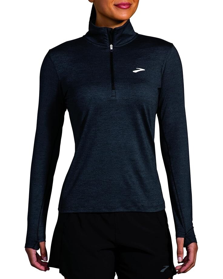 

Футболка Brooks Dash 1/2 Zip 2.0, цвет Heather Black