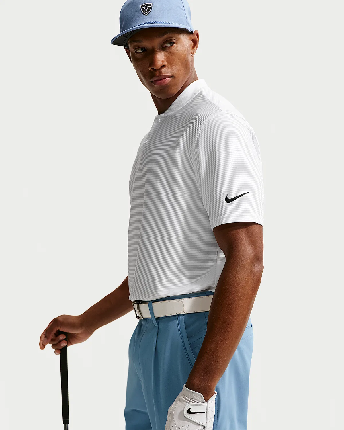Мужское поло Nike Velocity Dri-FIT Blade Collar Golf Polo, White/Black — фото 3