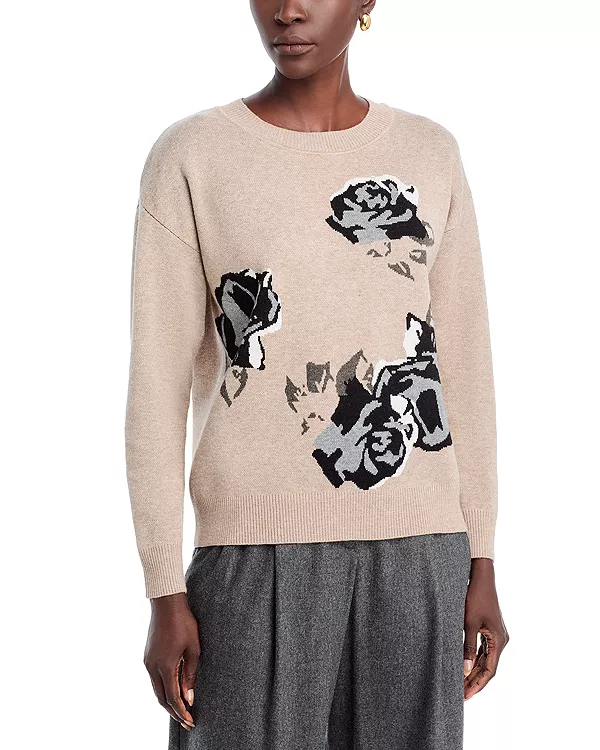 

Свитер с длинными рукавами и круглым вырезом цвета розы T Tahari, бежевый