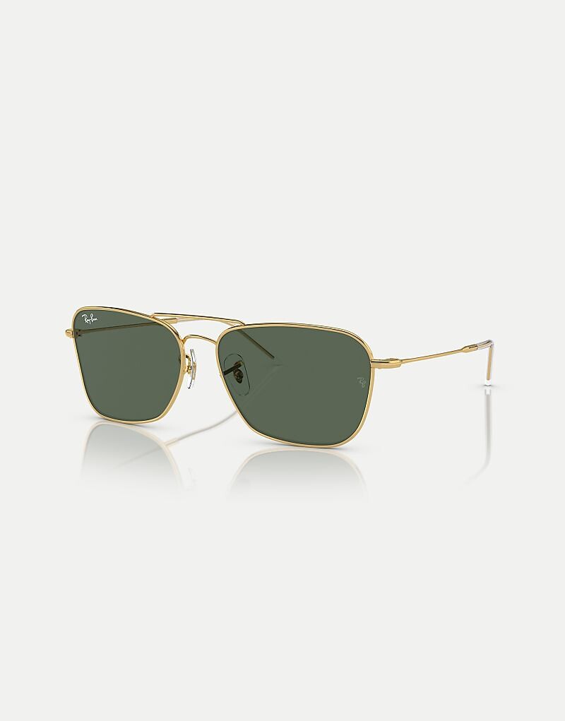 

Золотые солнцезащитные очки Ray-Ban Reverse с зелеными линзами