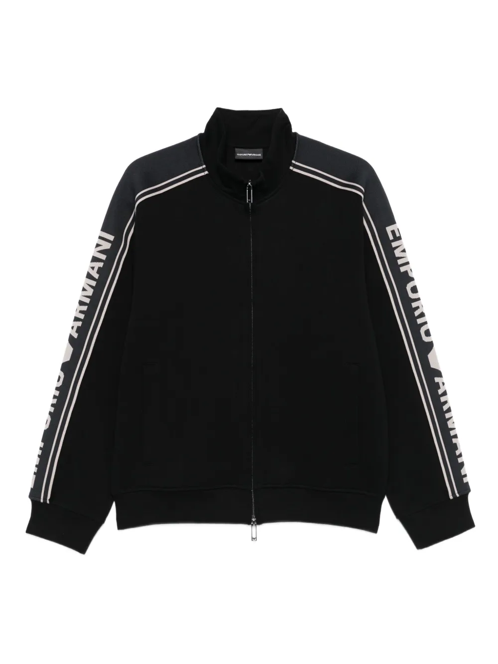 

Свитер на молнии с логотипом Emporio Armani, черный