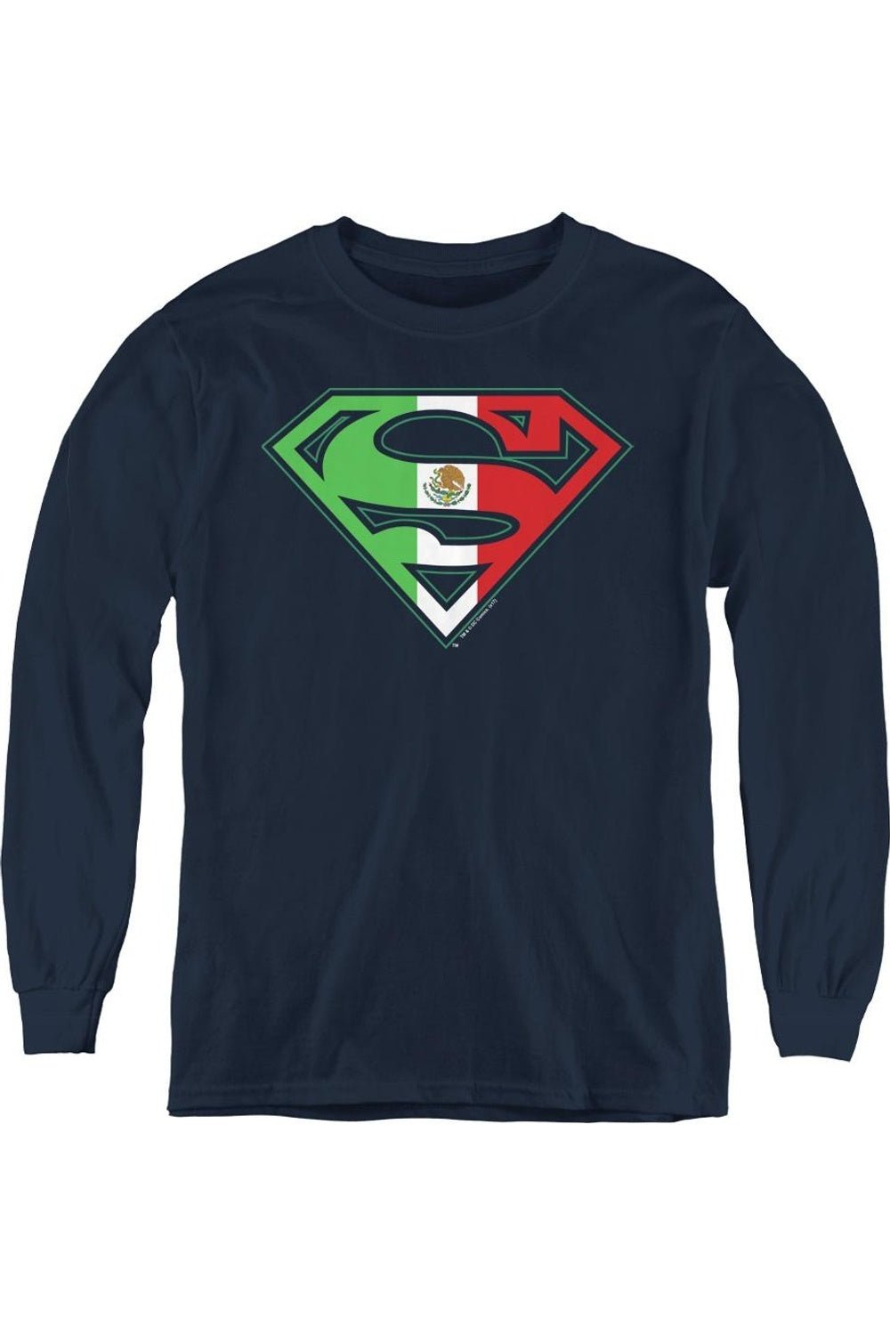 

Футболка с длинным рукавом для детей "Супермен: Мексиканский щит" Gildan, темно-синий