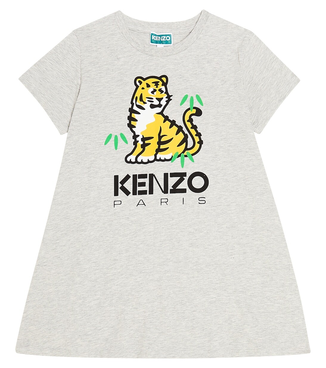 

Платье-футболка из хлопкового джерси с принтом Kenzo Kids, серый
