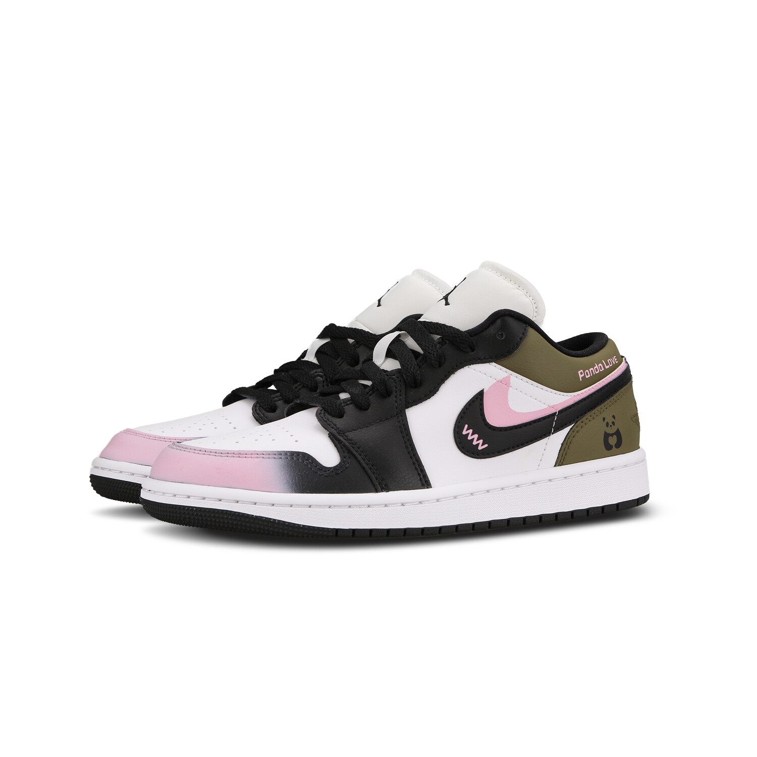 Кроссовки Air Jordan 1 Vintage Basketball Shoes Women's Low-top Black/Green/Pink/White, зеленый — фото 2