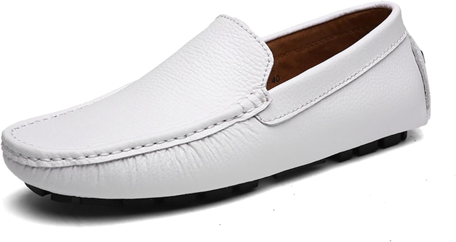 

Мужские мокасины Abborora Penny Loafers, обувь для вождения, слипоны, плоские лодочные туфли, белый