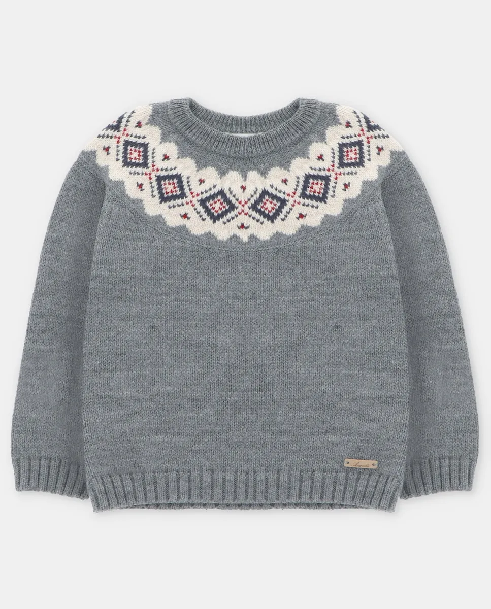 

Детский джемпер с контрастной отделкой темно-серого цвета Martín Aranda