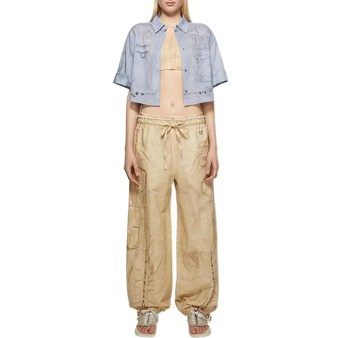 Брюки с принтом trompe l'oeil и широкими штанинами Acne Studios, бежевый — фото 4