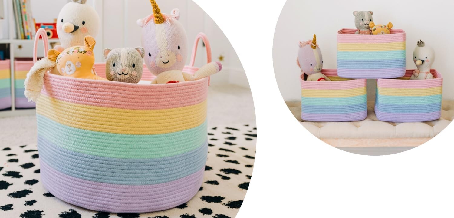 

Широкая корзина для одеял + набор из 3 корзин-полок - RAINBOW OrganiHaus
