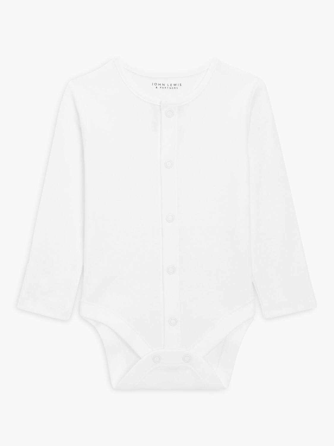 

John Lewis baby gots органическое адаптивное боди с длинными рукавами белого цвета, Белый, John Lewis baby gots органическое адаптивное боди с длинными рукавами белого цвета