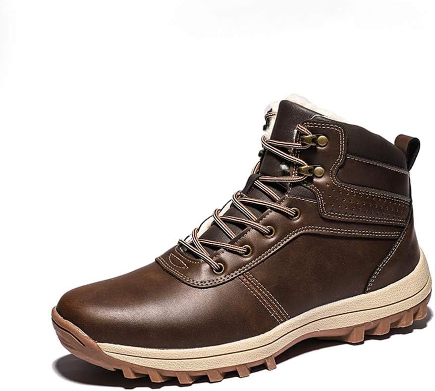 

Мужские теплые зимние ботинки с мягкой подошвой, меховой подкладкой, водонепроницаемые, для ходьбы, походов и альпинизма Asifn, коричневый