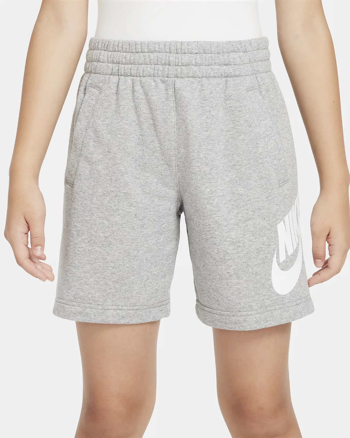Детские шорты Nike Sportswear Club Fleece из французского флиса, Dark Grey Heather/Base Grey/White — фото 3