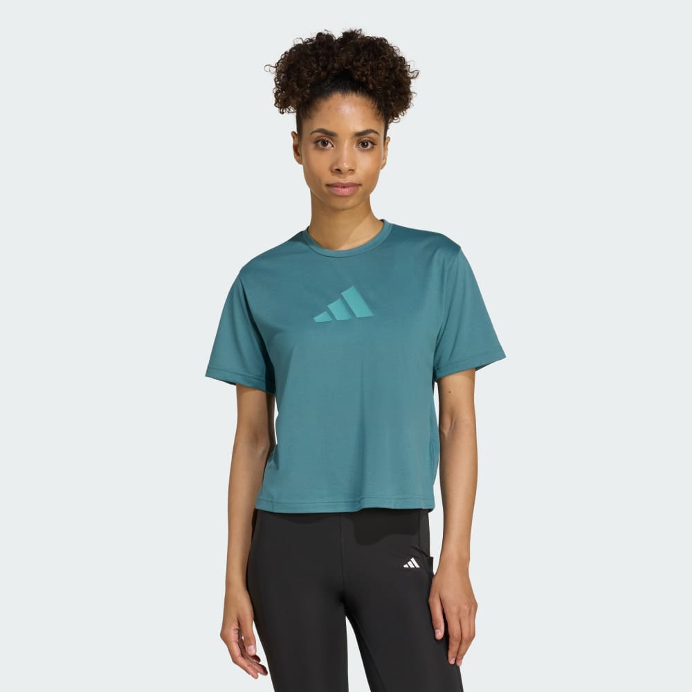 

Спортивная футболка Adidas Train Essentials Big Logo Performance Training Tee, цвет Preloved Teal