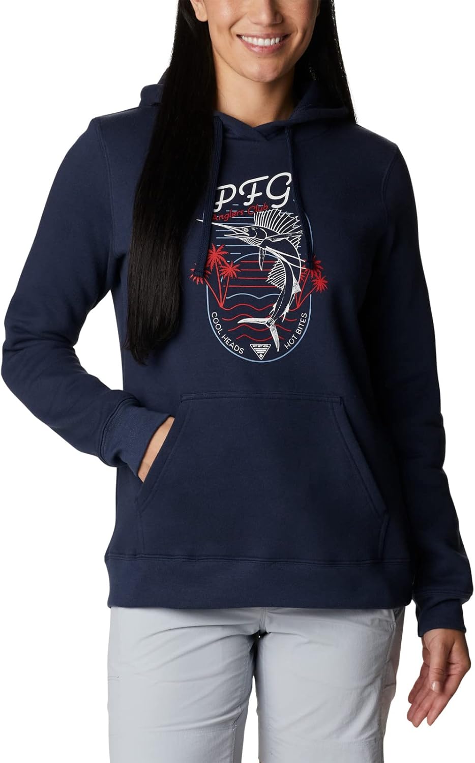 

Columbia Women's Slack Water Graphic Hoodie, Collegiate Navy/White